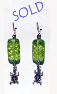 Cushion Cut Green Glass with Happy Turtles!